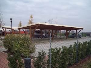 Cover auto in legno di abete lamellare copertura in bambù e telo pvc