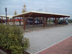 Cover auto in legno di abete lamellare copertura in bambù e telo pvc