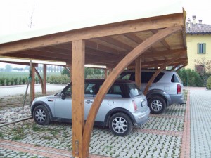 Cover auto in legno di abete lamellare copertura in bambù e telo pvc