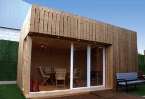 Casetta ufficio o sauna con struttura  monofalda con tetto