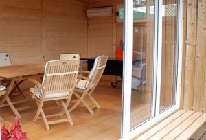 Casetta ufficio o sauna con struttura  monofalda con tetto