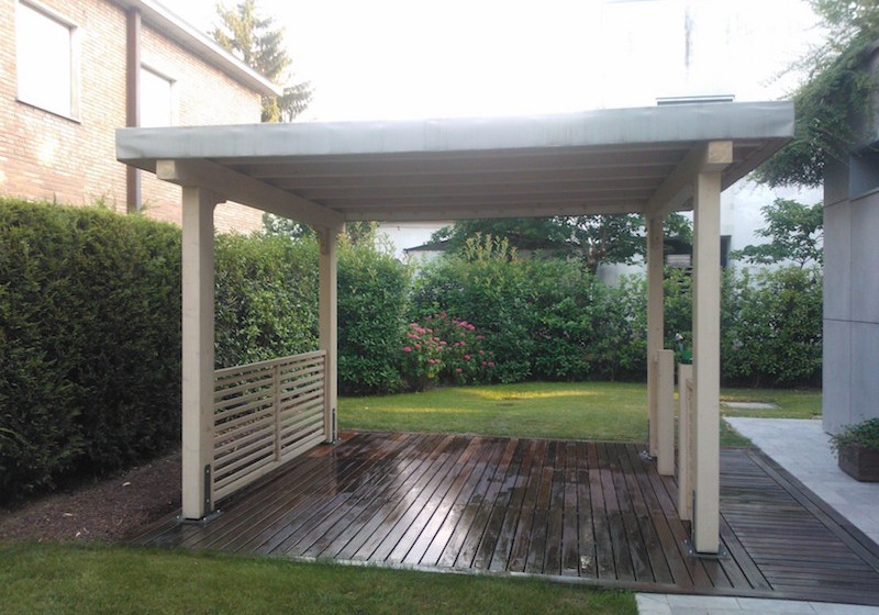 Gazebo ad una falda, copertura con bamboo o grigliati e